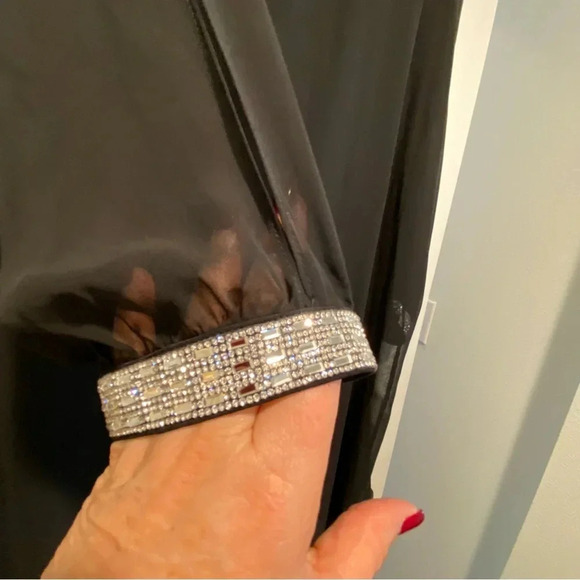 Women Formal Black Maxi Rhinestone Accent Full Coverage Cold Shoulder New XL-2XL - Picture 10 of 12